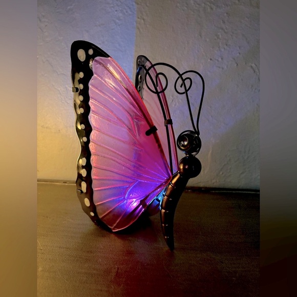 Pink and Black Butterfly Solar LED Light - Picture 1 of 13